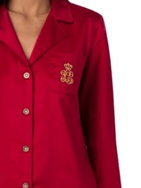 Lauren Ralph Lauren Women's Satin Notched-Collar Pajama Set Sz S